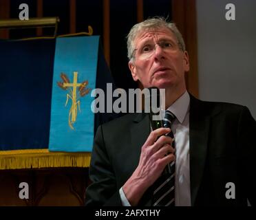 Saltoun Kirk, East Lothian, Schottland, UK allgemeine Wahl 2019 Bundesbuerger zur Wahl als MP: Kenny MacAskill, SNP-Kandidat Stockfoto