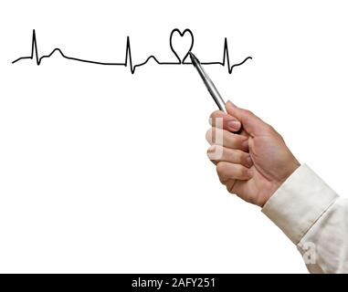 Zeichnung EKG-Graph mit Herz Stockfoto