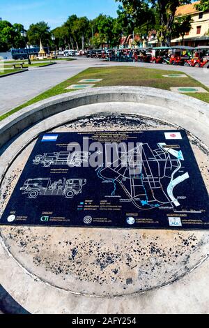 Karte von der Japan International Cooperation Agency (JICA) Projekt für Hochwasserschutz & Entwässerung ist in Wat Botum Park in Phnom Penh, Kambodscha angezeigt. Stockfoto