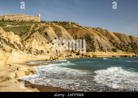 Küsten Steg unter Wasser in Insel Gozo, Malta Stockfoto