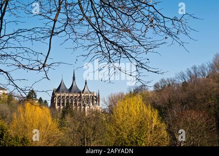 Blick auf Kathedrale Santa Barbara in Kutna Hora, in der Tschechischen Republik Stockfoto