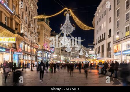 Weihnachtsbeleuchtung, Graben Fußgängerzone, Wien, Österreich Stockfoto