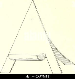 . Manuelle Pappe Bau für die dritten und vierten Klassen. 31 A3 Kurs.-Nr. 5. Staffelei. (gleichschenkliges Dreieck.) Bau: Draw base line SVo lang. Mit dem Zirkel zeichnen Bögen 1 und 2 - 41/j^Radius. Ziehen Seiten des Dreiecks. Maßnahme 1 von Grundlinie und Linie zeichnen XX und Platz Punkte 3 und 4,- i/o von Seiten des Dreiecks. Messen!/> auf der Grundlinie und verbinden Sie diese Punkte withpoints 3 und 4. Zeichnen von Linien 3 und 4, senkrecht zur Basis, mit Dreieck. Schneiden Sie mit einer Schere. Drehen Sie die Klappe nach vorn und nach oben, sodass ein Rest Bild auf, wie in Skizze zu halten. Für die Supporter, Zeichnen und ein Stück abgeschnitten Stockfoto