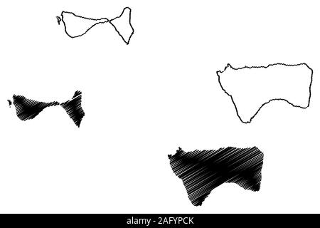 Manuelle Bezirk, American Samoa (ohne eigene Rechtspersönlichkeit und unorganisiert USA, Vereinigte Staaten von Amerika) Karte Vektor-illustration, kritzeln Skizze Manu Stock Vektor