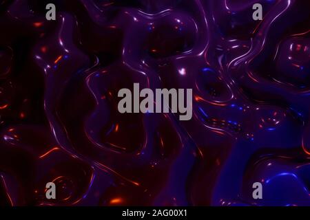 Abstrakten 3D-Raum Hintergrund von Metallbehältern für flüssigen Wave und helle Farbe Licht. Molten Chaos. Stockfoto