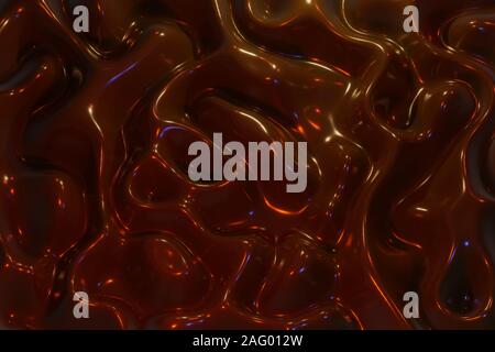 Abstrakten 3D-Raum Hintergrund von Metallbehältern für flüssigen Wave und helle Farbe Licht. Molten Chaos. Stockfoto