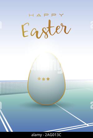 Frohe Ostern. Sport Grußkarte. Realistische Ping-Pong-Ball in der Form der Ostereier. Vector Illustration. Stock Vektor