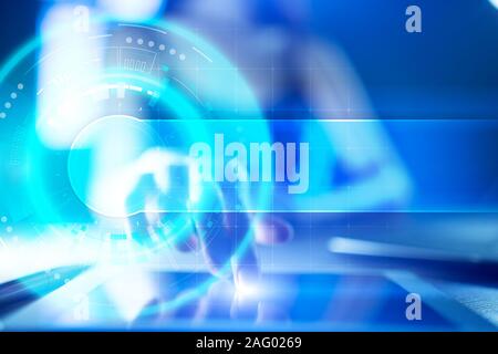 Platz für Text auf abstrakten Hintergrund. Virtueller Bildschirm futuristisch-Schnittstelle. Innovation Technik Internet und moderne Business Konzept. Stockfoto