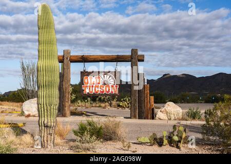 Tucson, AZ - November 26, 2019: Old Tucson ist ein Wild West Theme Park und Movie Studio, die ursprünglich im Jahr 1939 war für den Film 'Arizona gebaut.' Stockfoto