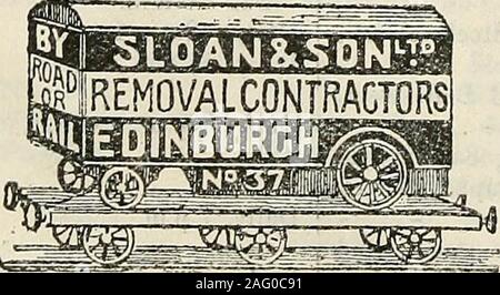 . Die post-office jährliche Glasgow Verzeichnis. . Und Osborne st., Smith, R, 17 Miller st., 63 Osborne st., und 23. Bell St., Walker, James, & Sohn, High Street waren Station, 104 Howard st., 85 Virginia st., 37 St., 21 WestCampbell Mitchell Street, - - - - - - - Dunlop, 65 Osborne Street und 48 Howard Street, Atlas Express Co., Ltd., 46, 48 North Albion Street, MNair, 65 Osborne street, 23 Bell Street und Springfield Hof (Off Queen Sireet), - Smellie & Barnard, 61 Stockwell Street, Braun, Wm., & Söhne, 23 Bell Street und 17 Miller Street,.  .   - zweimal täglich. Täglich, 10.00 Uhr, 14.30 Uhr und Sa. 10:00 Uhr täglich. Stockfoto