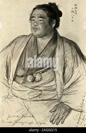 Konishiki Yasokichi, 1898. Porträt des japanischen Sumo Wrestler Konishiki Yasokichi I (1866-1914). Die Hawaiian-Japanese-Samoanischen Sumo-ringer (Saleva' eine Fuauli Atisano' e 1963), nahm den Namen Konishiki in seiner Ehre. "Konishiki Yasokichi", Der erste [?] K&#xe4; zum". Von "Rund um die Erde" [um die Erde], geschrieben und durch C. W. Allers dargestellt. [Union Deutsche Verlagsgesellschaft, Stuttgart, 1898] Stockfoto