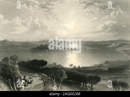 "See von Konstanz, und die Inseln Mainau und Reichenau', c 1872. Blick auf den Bodensee, durch die der Rhein fließt, wo Deutschland, Schweiz und Österreich. Von "Der deutsch-französische Krieg: seine Ursachen, Ereignisse und Folgen", Band II, vom Kapitän H M Hozier. [William Mackenzie, London, 1872] Stockfoto