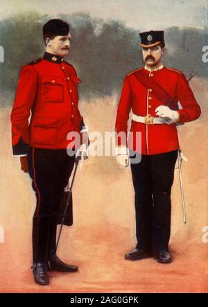 'West Surrey (Adjutant) und East Surrey (FELDWEBEL)", 1901. Ost und West Surrey line Infanterie Regimenter in Südafrika von 1899 bis 1904 kämpften auch während der Zweiten Burenkrieg (1899-1902). Von "Südafrika, Transvaal Krieg, Vol. V", von Louis Creswicke. [T. C.&amp; E.C.-Buchse, Edinburgh, 1901] Stockfoto