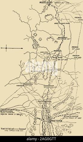 'Map zur Veranschaulichung der ostwärts von Eerstefabrieken nach Middelburg', 1901 bewegen. Von "Südafrika, Transvaal Krieg, Vol. VI", von Louis Creswicke. [T. C.&amp; E.C.-Buchse, Edinburgh, 1901] Stockfoto