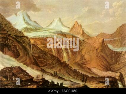 'Ansicht von Breit-Lauwinen', c 1782-1785, (1946). Das breithorn Gipfel und Gletscher in den Walliser Alpen zwischen Italien und der Schweiz. Von "britische Bergsteiger" von F.S. Smythe. [Collins, London, 1946] Stockfoto