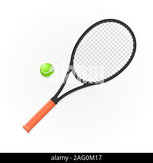 Schläger und Ball für Tennis spielen. Vector Illustration Stock Vektor