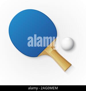 Schläger und Ball für Tischtennis spielen. Vector Illustration Stock Vektor