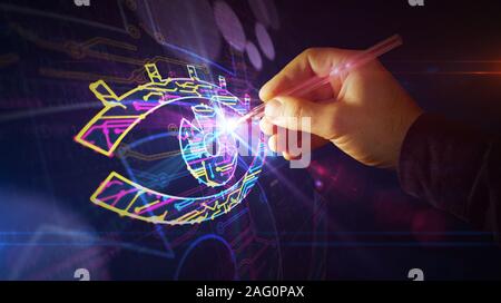 Cyber Spionage mit Auge symbol Projekt erstellen. Abstrakte Konzept der Überwachung, cyber Spionage, Hacking und Verletzung der Privatsphäre 3d-Abbildung. Drawi Stockfoto