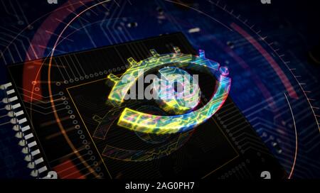 Cyber Spionage mit Auge Symbol futuristische 3D Rendering Illustration. Konzept der Überwachung, der cyber Spionage, Hacking und Verletzung der Privatsphäre. Zusammenfassung d Stockfoto