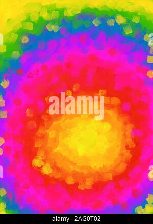 Abstrakte digitale Malerei. Mehrfarbiger, psychodelischer Hintergrund. Regenbogenfarben. Auffällige Farbtöne Stockfoto
