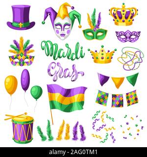 Mardi Gras party Satz von Elementen. Stock Vektor