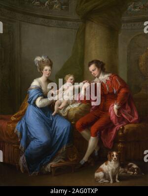 Edward Smith Stanley (1752-1834), zwölften Earl of Derby, mit seiner ersten Frau (Dame Elizabeth Hamilton, 1753-1797) und Ihr Sohn (Edward Smith Stanley, 1775-1851), Ca. 1776. Stockfoto