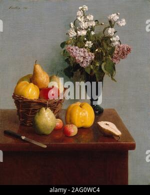 Stillleben mit Blumen und Obst, 1866. Stockfoto