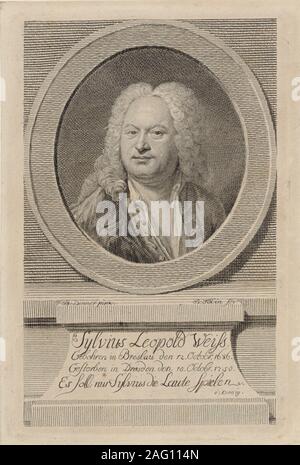 Portrait von Sylvius Leopold Weiss (1686-1750), 1750. Private Sammlung. Stockfoto