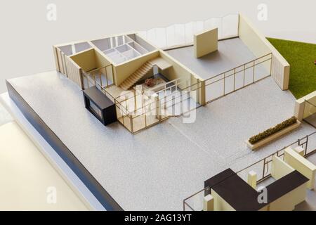 Modell einer dachlosen Apartment Gebäude, in der Nähe Stockfoto