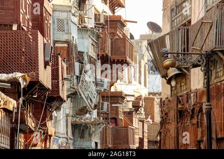 Wohngebiet in der Altstadt (Al Balad) in Jeddah, Saudi-Arabien Stockfoto