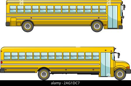 School Bus auf weißem Hintergrund im flachen Stil isoliert Stock Vektor