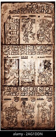 Ein 1909 Abbildung: Eine Seite aus dem Maya Dresden Manuskript (Codex), das älteste erhaltene Buch aus Amerika Stockfoto