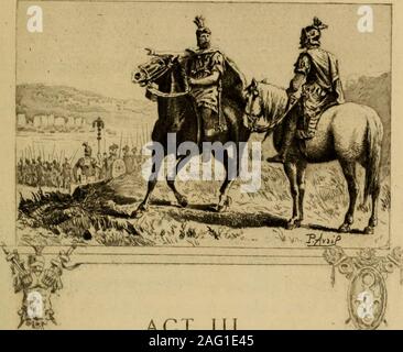 . Antony and Cleopatra. Akt III. Szene XI. Akt III • ^1^-SZENE ICH EINE EBENE IN SYRIEN VENTIDIUS ein, wie sie im Triumph, mit SILIUS und anderen Römer, Offiziere und Soldaten; die Leiche von Pacorus getragen vor ihm. VENTIDIUS jetzt, darting Parthien, bist Du angeschlagen, und nowPleasd Fortune hat von Marcus Crassus mich deathMake Revenger. Tragen die Könige Söhne bodyBefore unsere Armee. Dein Pacorus, Orodes, zahlt diese für Marcus Crassus. 78 Antonius und Cleopatra SILIUS edle Ventidius, während noch mit Parthischen Blut dein Schwert ist warm, der flüchtling Parther folgen; durch die Medien, Mesopotamien und die Unterstände Stockfoto