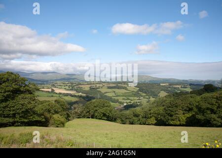 Bedeckt die Berge entlang das Tal von Conwy in die Berge von Snowdonia an einem Sommermorgen in der Nähe des Dorfes Eglwysbach Conwy in Wales Stockfoto