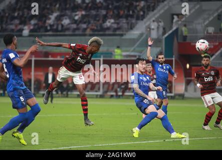 Von Flamengo Bruno Henrique Kerben das zweite Tor bei der FIFA Club Wm Finale von der Khalifa International Stadium, Doha. Stockfoto