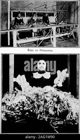 . Studie von Stoffen. in Canvas Taschen andsoaked über nacht in warmen Seifenlauge der Gummi der die Fasern zusammen zu furthersoften gehaftet hat. Dann sind Sie in Polen in asteam beheizte Zimmer aufgehängt und getrocknet. Folgende thisthe Seide ist auf Spulen gewickelt und intothread gesponnen. Die Abfälle von Seide aus den Kokons ist gemischt withthat vom äusseren Teil der Kokons, knownas floss, und anschließend in die Whatis genannt gesponnenen Seide gesponnen. Es ist als bundleof feine Fasern wie Wolle oder Baumwolle behandelt und spunby Textilmaschinen, ist es besonders adaptedto. Seide Färben.- Seide in wird entweder in der yamor gefärbt Stockfoto