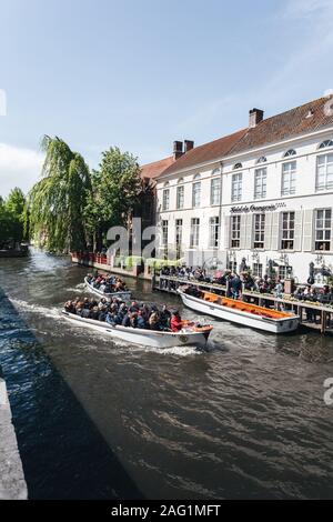 Anlegestelle für das Boot Tour von Brügge, Belgien. Stockfoto