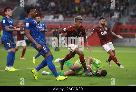 Von Flamengo Bruno Henrique feiert zählen das zweite Ziel während der FIFA Club Wm Finale von der Khalifa International Stadium, Doha. Stockfoto