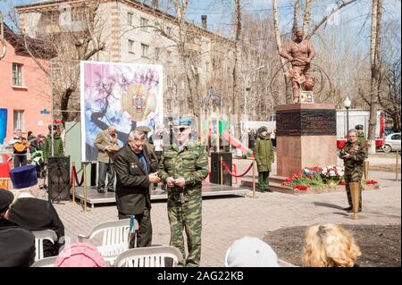 Treffen der Retter auf Unfall auf KKW Tschernobyl Stockfoto