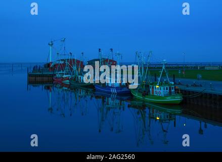 Garnelen Kutter in Dornumersiel, Ostfriesland, Deutschland. Stockfoto