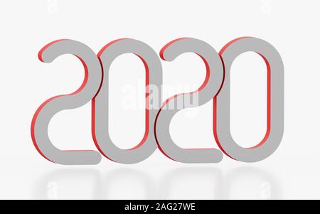 2020 Neue Jahr mit runden Anzahl schneiden sich gegenseitig Stockfoto