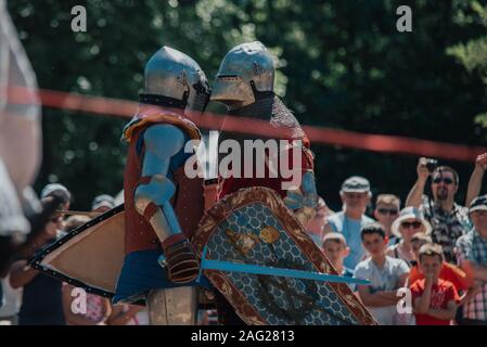 07/07/2018 Wojnowice, Polen, Turnier, Ritter' Match auf dem Schlachtfeld Stockfoto