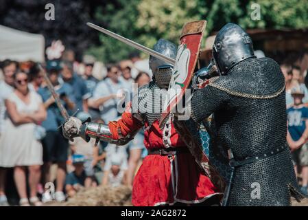 07/07/2018 Wojnowice, Polen, Turnier, Ritter' Match auf dem Schlachtfeld Stockfoto