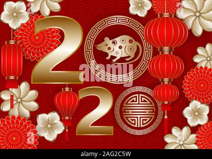 Happy Chinese New Year 2020 Hintergrund Stockfoto