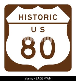 Historische US Route 80 Zeichen Stockfoto