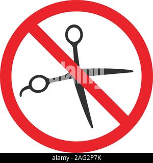 Keine Schere, Verbot, verboten, um Schnitte, Rot Verbot unterzeichnen. Stop-Symbol. Vektor Illustration auf weißem Hintergrund. Stock Vektor