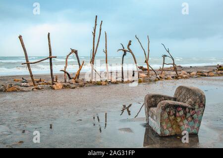 Driftwood Hokitika Zeichen in Hokitika, Südinsel, Neuseeland Stockfoto