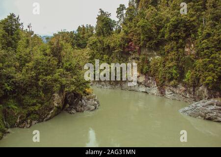 Hokitika Gorge an einem regnerischen Tag, in der Nähe von Hokitika, Südinsel, Neuseeland Stockfoto