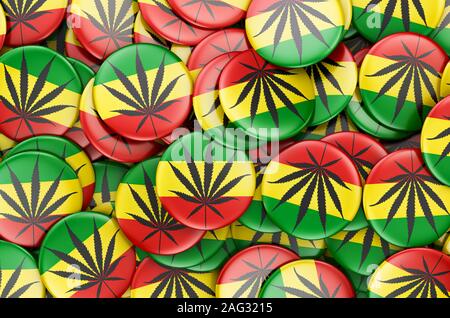 Abzeichen mit Rasta flag, 3D-Rendering Stockfoto