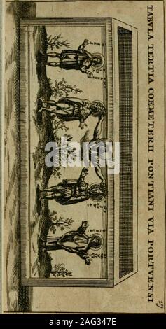 . Roma subterranea novissima: In qua Antiqua christianorum et praecipue martyrum, Coemeteria, Tituli, monimenta, epitaphia, inscriptiones, ac nobiliora sanctorum sepulchra, Tribus libris distincta, fideli enarratione pariter ac graphicis iconibus, ceu gemina Gesicht illustrantur: plurimaeque inde res ecclesiasticae declarantur. Stockfoto